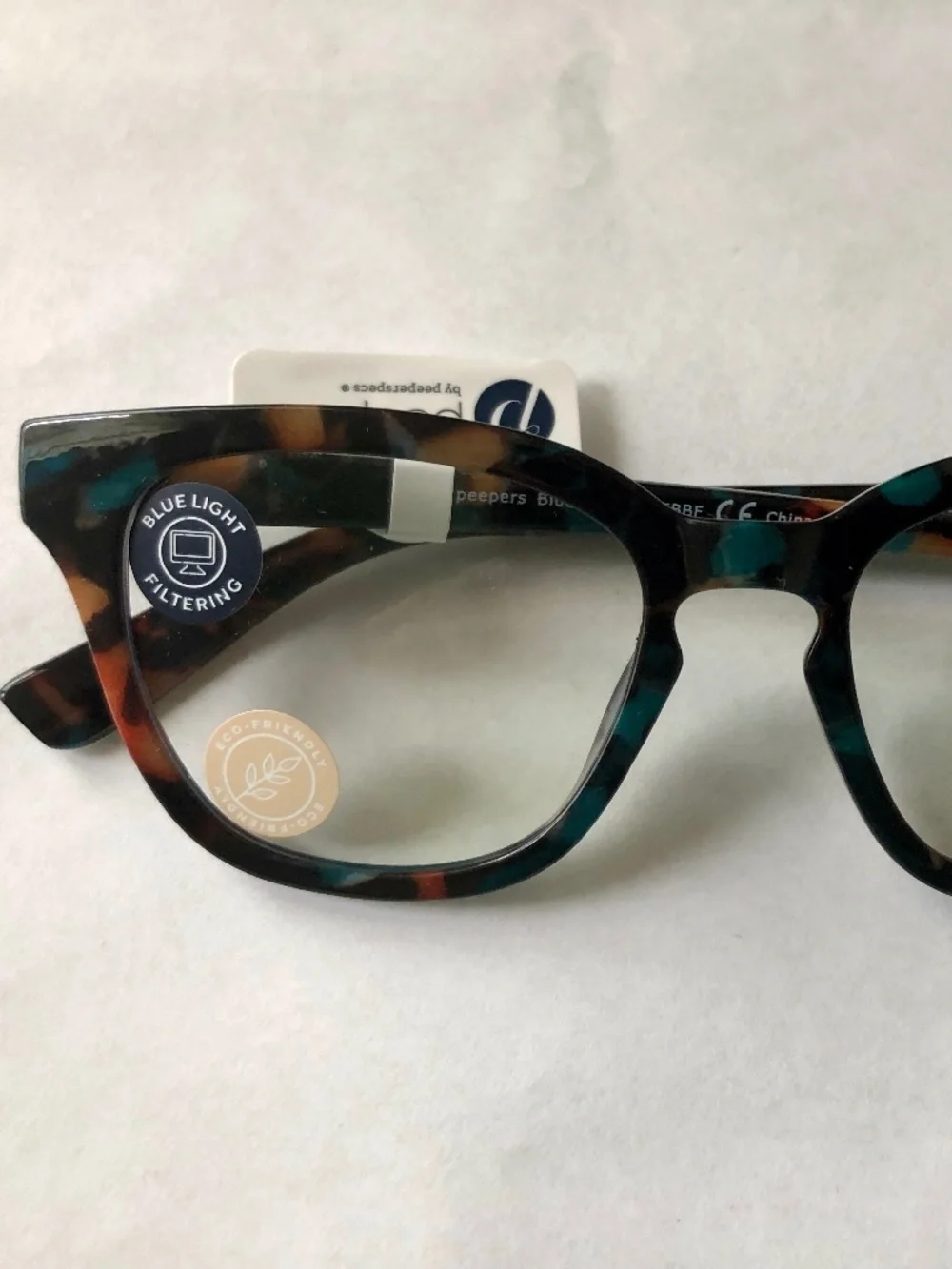 New Teal Marble Peepers Blue Light Block Glasses‎ +0.00